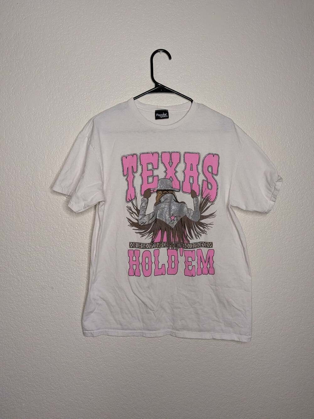 Popular Sports Texas Hold'Em Graphic T-Shirt White